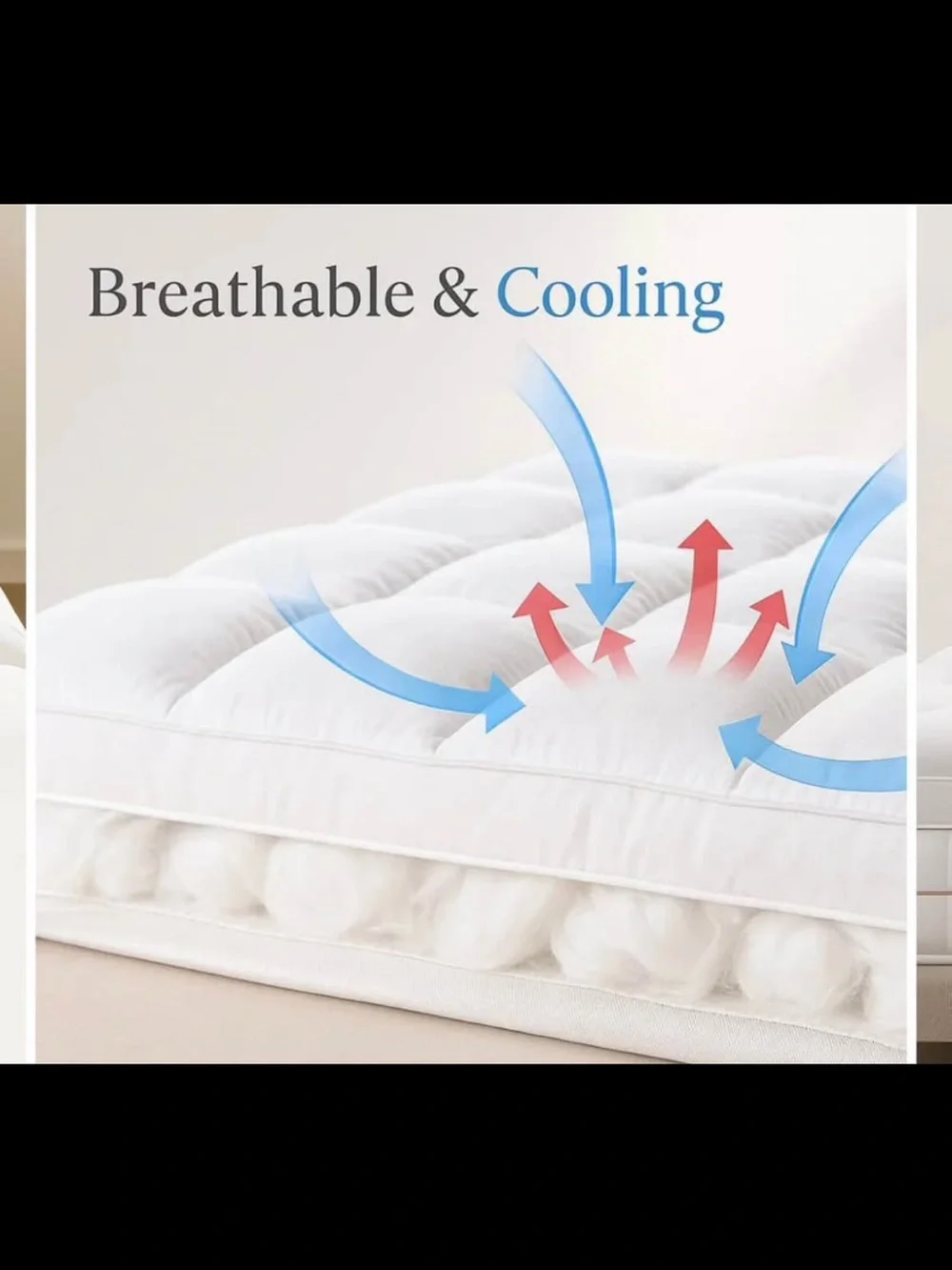 White Cooling Mattress Topper - Soft, Breathable Comfort